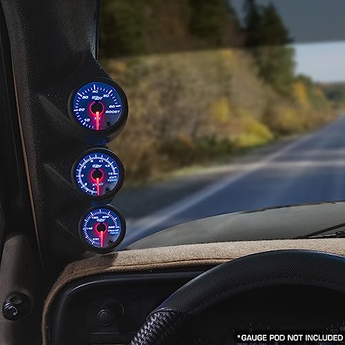 GLOWSHIFT مجموعة عدادات ديزل GlowShift البيضاء 7 ألوان - 60 PSI ضغط - 1500 فهرنهايت لقياس درجة حرارة غاز العادم EGT - درجة حرارة ناقل الحركة - قرص أبيض - عدسة شفافة - 2-1/16" 52 مم - Image 2