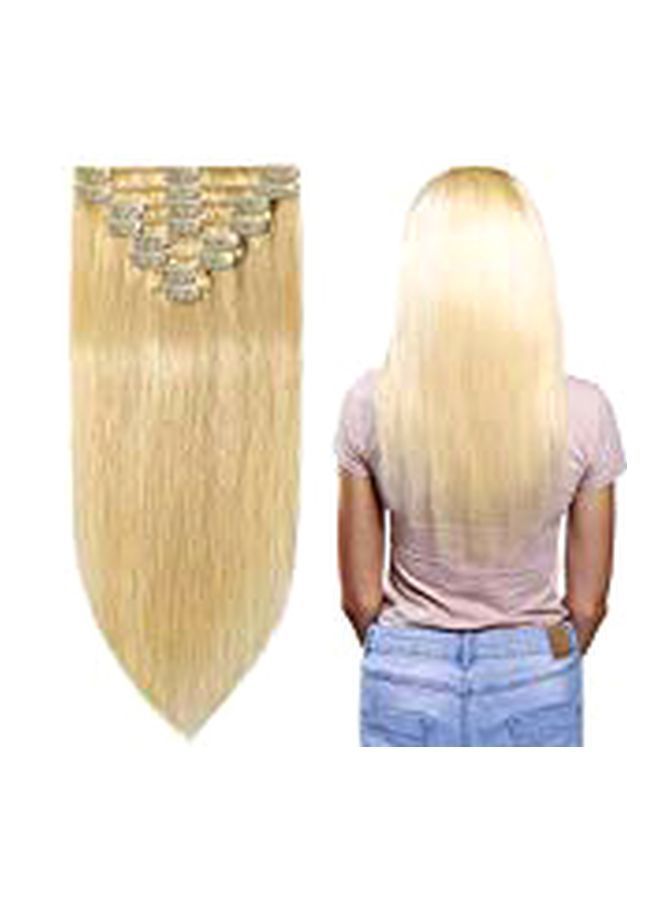 NIBEMINENT 8-Piece Clip in Hair Extensions Bleach Blonde (#613) 22inch - Image 2