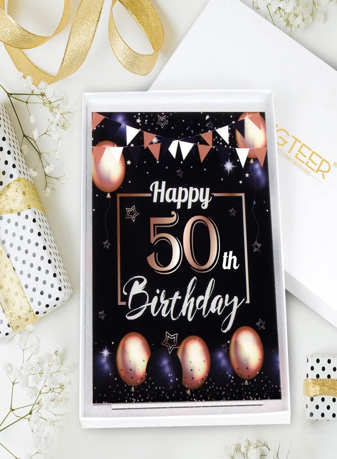 LINGTEER Happy 50th Birthday Decorations, 2Pcs Black&Gold Stand Print Acrylic Table Centerpieces Backdrop Board- Cheers to 50 Years Old Fun Birthday Party Decorations Sign. - Image 4