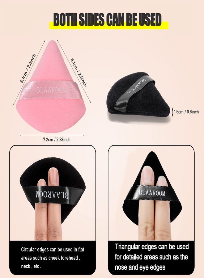 BLAAROOM 12 Pieces Velour Pure Cotton Powder Puff Face Makeup Triangle Powder Puffs for Loose Powder Wet Dry Cosmetic Foundation Beauty Sponge Makeup Tools -Black & Pink - Image 5