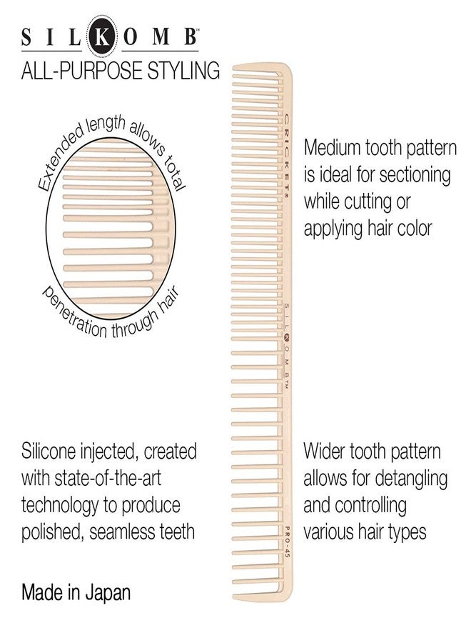 Cricket Silkomb Pro-45 All Purpose Professional Hair Stylist Comb - Japanese Made, Silicone Injected, Dual Tooth Patterns for Detangling, Cutting, Coloring & Styling All Hair Types - Image 2
