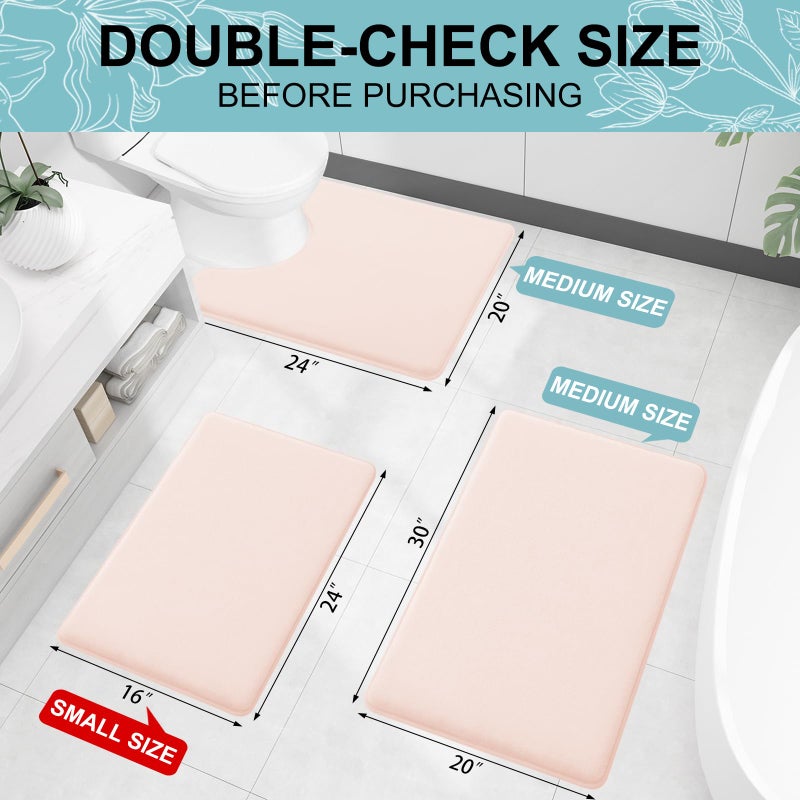 Smiry Memory Foam Bath Mat 47"" x 24""  Extra Soft Absorbent Bathroom Rugs Non Slip Bath Rug Runner for Shower Bathroom Floors  Pink - Image 1