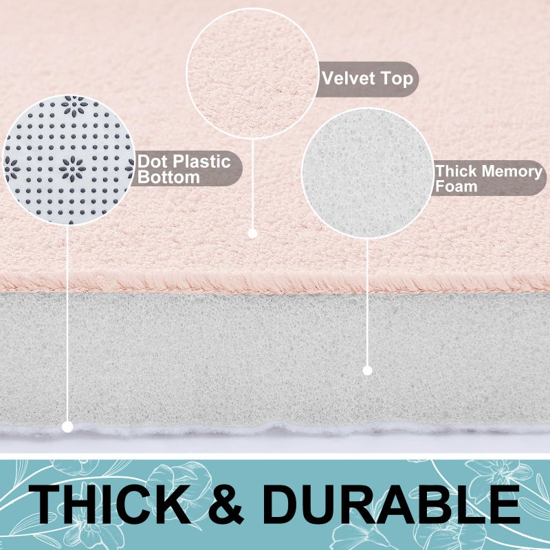 Smiry Memory Foam Bath Mat 47"" x 24""  Extra Soft Absorbent Bathroom Rugs Non Slip Bath Rug Runner for Shower Bathroom Floors  Pink - Image 2