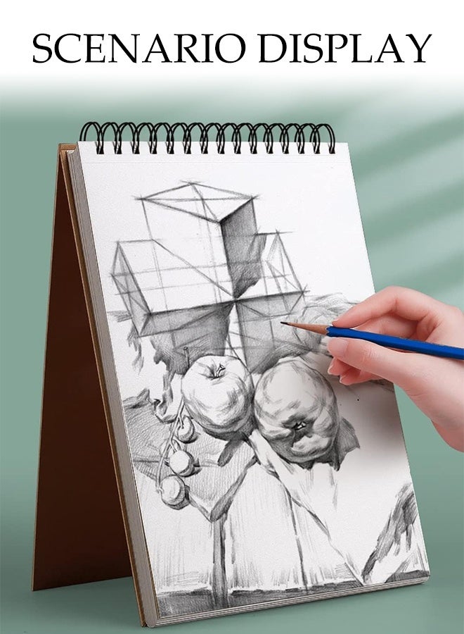 DUNISO دفتر ملاحظات حلزوني 2 قطعة، دفتر صفحات فارغة، منتج مكتبي للرسم/الكتابة، دفاتر ملاحظات لكتابة الملاحظات في المدرسة، المكتب، المنزل، 30 ورقة من الورق السميك (A4)  - Image 5