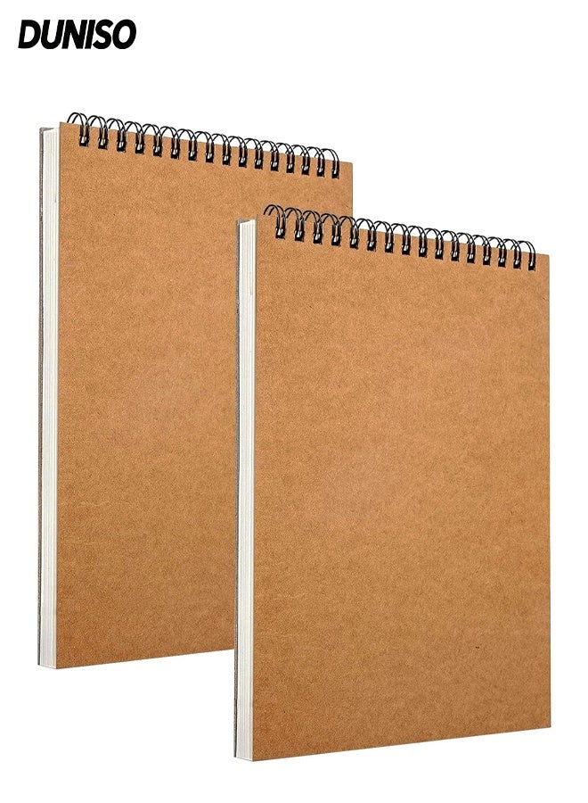 DUNISO دفتر ملاحظات حلزوني 2 قطعة، دفتر صفحات فارغة، منتج مكتبي للرسم/الكتابة، دفاتر ملاحظات لكتابة الملاحظات في المدرسة، المكتب، المنزل، 30 ورقة من الورق السميك (A4)  - Image 1
