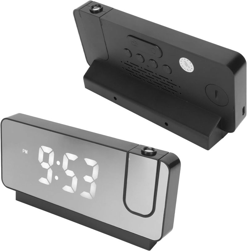 Smart Projection Clock: Black, 180-Degree Wide-Angle Flexible Projection - Silent Operation, Alarm Snooze Function for Bedside Bedroom Use - Image 5
