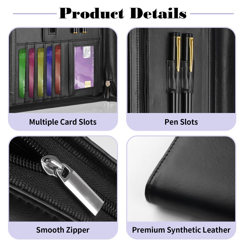 Mkobon Leather Padfolio Portfolio Binder Organizer, with 25 Pages Notepad & 13" Tablet Sleeve, Professional Conference Meeting Business Zipper Folder for Letter Size A4 Legal Writing Pad Document Men Women - Image 4