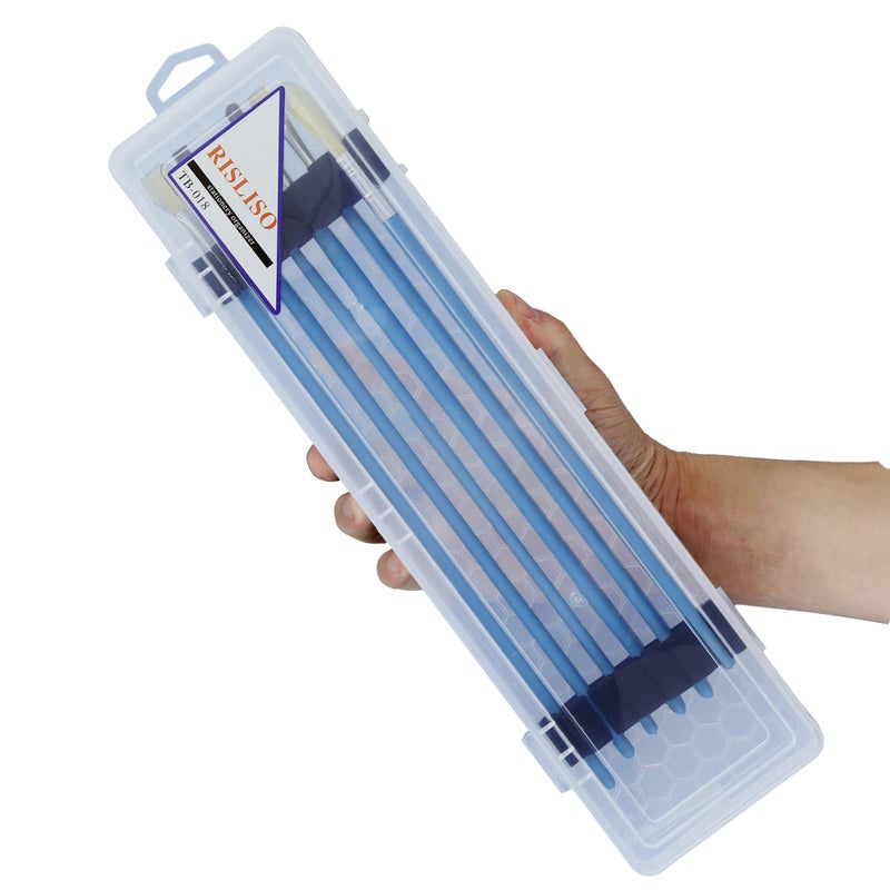 RISLISO Rectangular Paint Brush Storage Box for Artist Bainting Brushs,13in Portable Miniature Plastic Travel Stackable Flat Long PaintBrush Case Without Brushes,Set of 2 Pack - Image 1