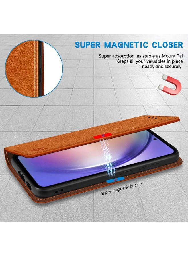 ZZXX Samsung Galaxy A54 5G Wallet Case with [RFID Blocking] Card Slot Stand Strong Magnetic Leather Flip Fold Protective Phone Case for Samsung Galaxy A54 5G Case Walle(Brown-6.5 inch) - Image 3