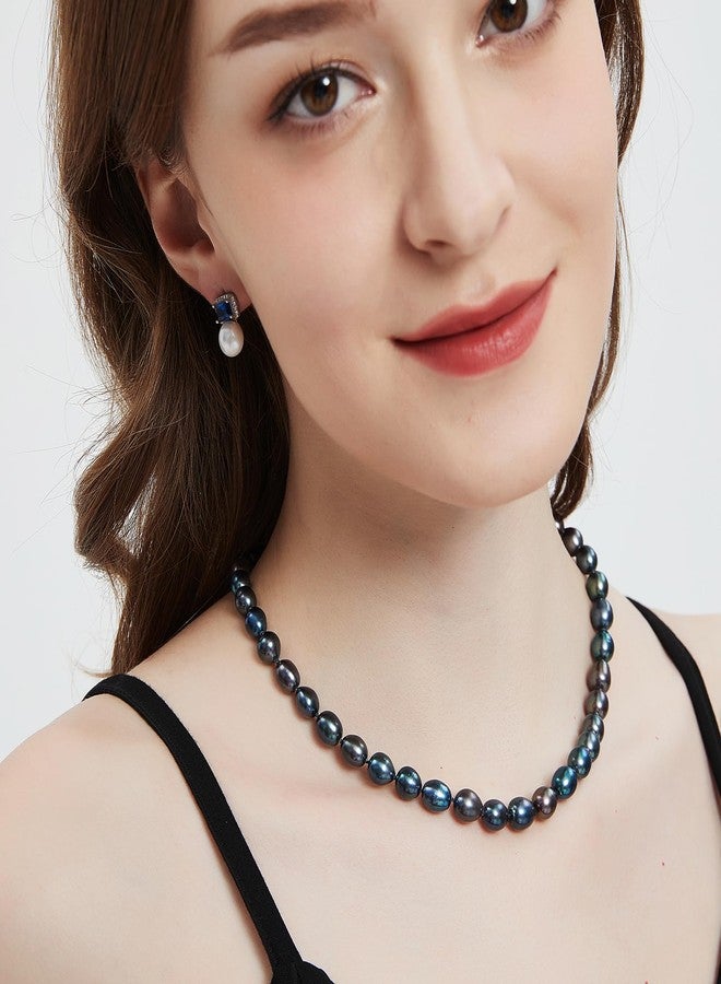 Yami قلادة يامي من اللؤلؤ الأسود، لؤلؤة باروك طبيعية من المياه المالحة AAAA بحجم 6-7 مم، قلادة بسلسلة مع مشبك من الفضة الاسترلينية 925، هدية مجوهرات فاخرة للنساء، 16+2 إنش - Image 5