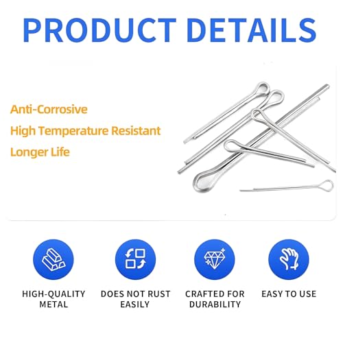 BONXAXK 180 Pcs Cotter Pins Assortment Kit, 7 Sizes Spring Fasteners Hardware Straight Pins, Hitch Pin for Trailer Locking, Clamps, Lawn Mowers, Trucks, Engine Repair in Towing Clips - Image 3