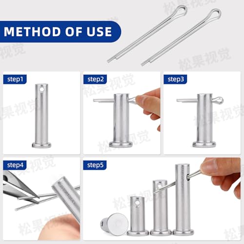 BONXAXK 180 Pcs Cotter Pins Assortment Kit, 7 Sizes Spring Fasteners Hardware Straight Pins, Hitch Pin for Trailer Locking, Clamps, Lawn Mowers, Trucks, Engine Repair in Towing Clips - Image 4