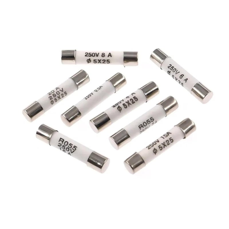 10 قطعة مجموعة متنوعة من الصمامات 250 فولت من 0.5 أمبير إلى 30 أمبير 5x25 مم تشمل 10 قطع 4 أمبير - Image 1