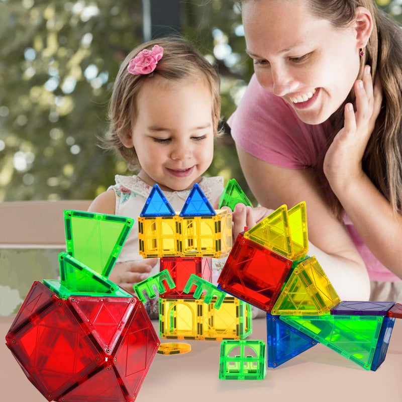 Magblock Magnetic Tiles Toys for Kids Preschool Learning Magnetic Blocks Sensory Montessori Toys Set All Pieces with Magnets Ideal STEM Educational Construction Gifts for 3 Year Old Boys and Girls 32PCS - Image 3