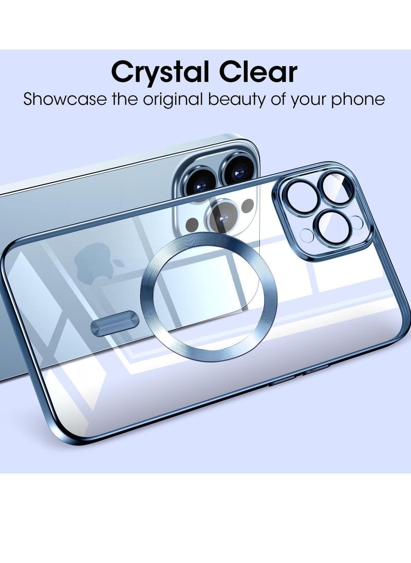 Raxoom Magnetic Case for iPhone 15 Pro Max with Camera Lens Protector, Full Body Protective Slim Thin Transparent Phone Case Cover for iPhone 15 Pro Max 6.7 Inch (Blue) - Image 4