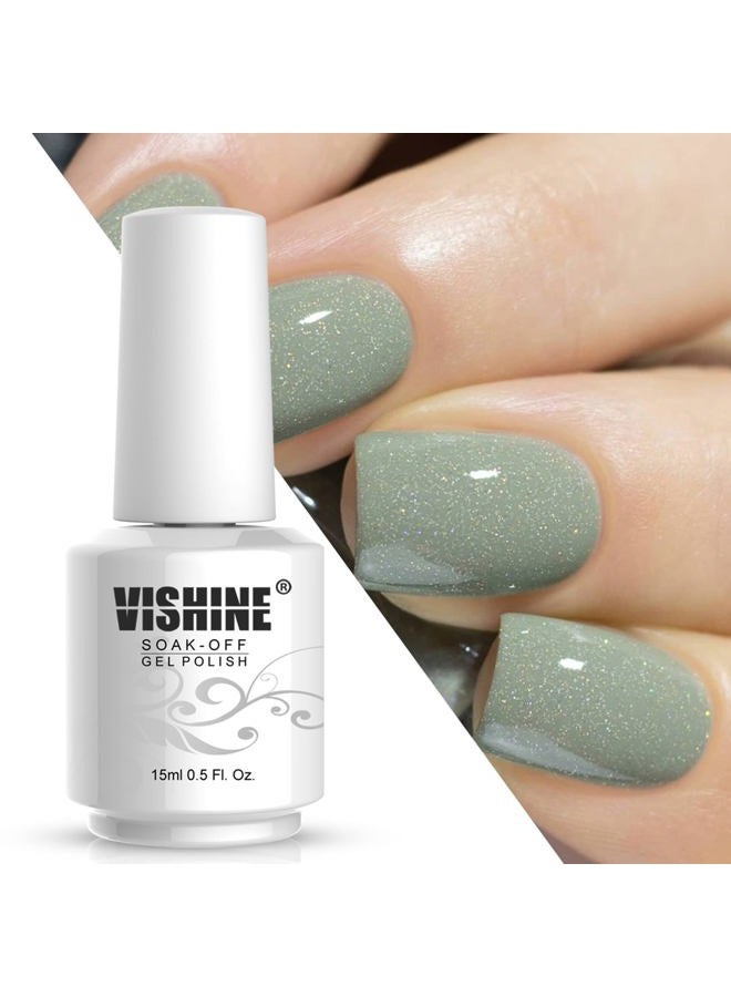 Vishine طلاء أظافر جل، 15 مل طلاء أظافر جل قابل للإزالة فن الأظافر صالون مانيكير افعلها بنفسك في المنزل يدوم طويلاً - ساج جليتر 0.5 أونصة - Image 3
