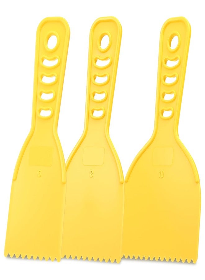 Lothee Adhesive Spreader Plastic Notch Trowel with Handle Adhesive Barrier Spreader Tool in 3 Sizes Notched Glue Applicator Kits for Automotive Body Fillers Putties Glazes Epoxy Resin Caulk Glues - Image 1