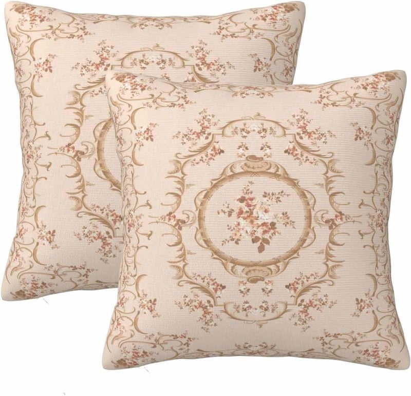 Keebik French Vintage Country Throw Pillow Covers Set of 2 Cushion Covers for Couch Home Bed Living Room Decorative Pillow Cases 18x18 Inch - Image 1