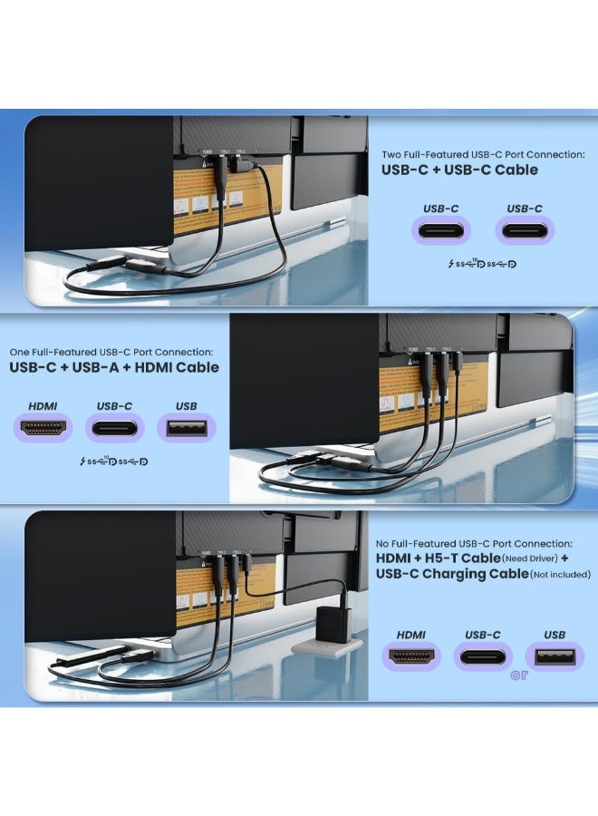 V2COM 14" Ultra-Slim & Lightweight Triple Laptop Screen Extender, 1080P FHD IPS Portable Monitor for 13.3-17.3" Laptops, 180° Rotation, Plug & Play - Image 4