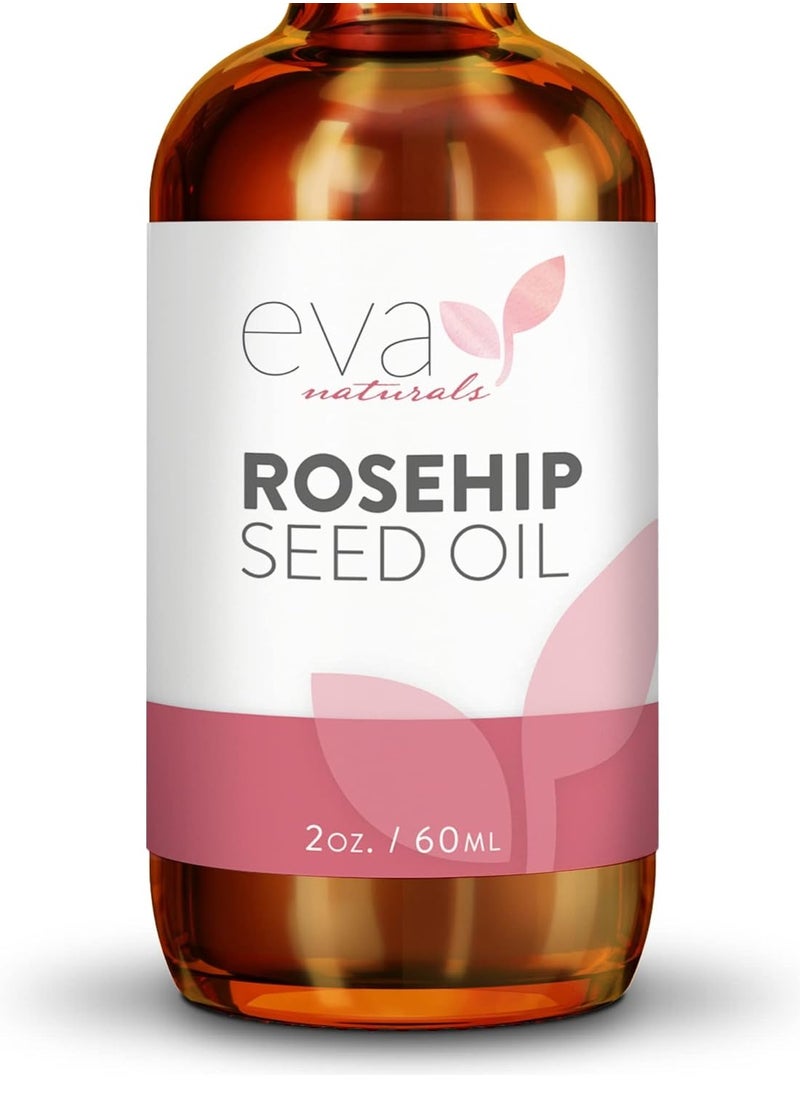Eva Naturals Pure Rosehip Seed Oil (2 Fl Oz)- Rosehip Oil for Face Aids Stretch Mark and Scar Removal - Facial Oil Reduces Inflammation, Collagen for Radiant Skin - Face Oil - Best Rose Hip Oil for Face  - Image 1