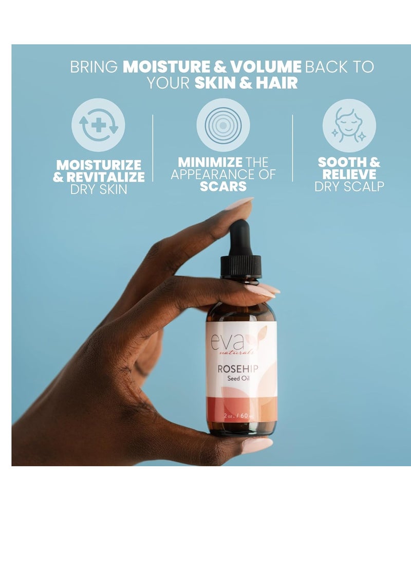 Eva Naturals Pure Rosehip Seed Oil (2 Fl Oz)- Rosehip Oil for Face Aids Stretch Mark and Scar Removal - Facial Oil Reduces Inflammation, Collagen for Radiant Skin - Face Oil - Best Rose Hip Oil for Face  - Image 2