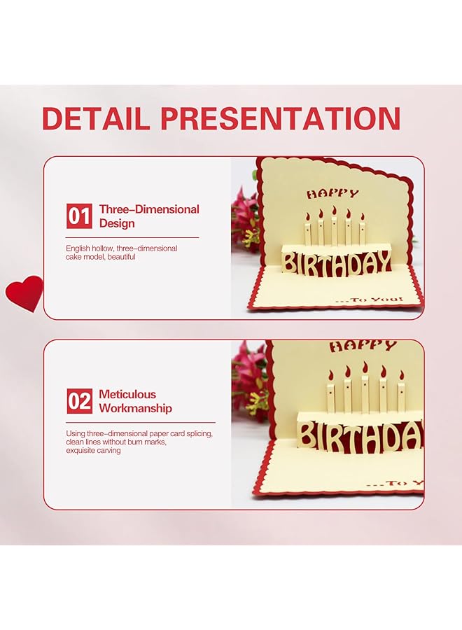 erorex 3D Birthday Card Happy Birthday Card Includes Envelope And Note Tag Pop Up Birthday Cards For Women Men Kid Girl 1Pcs Red - Image 5