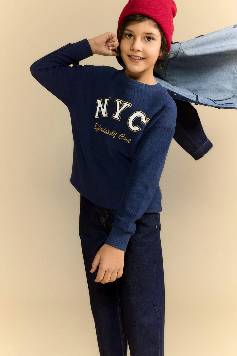 ديفاكتو Boy Oversize Printed Long Sleeve T-Shirt