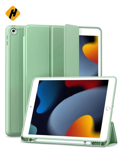 Case for iPad 8th Generation/iPad 10.2 Case 2020, Smart Folio Soft TPU Protective Case Cover with Apple Pencil Holder for iPad 8th/7th Gen, Auto Sleep/Wake - Matcha Green