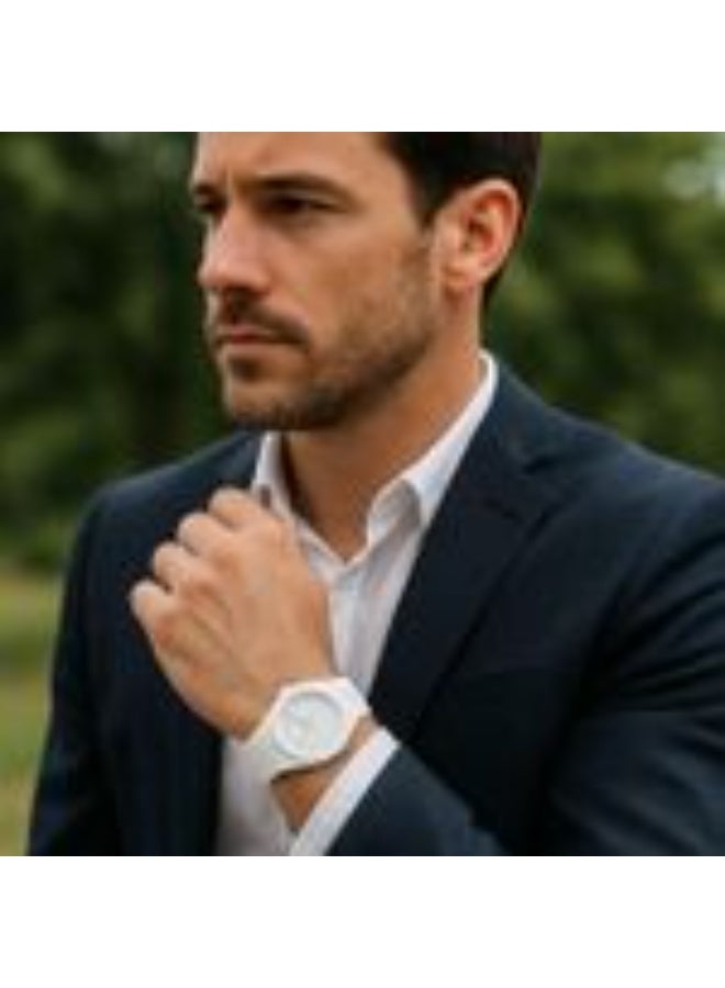 ساعة يد مقاومة للماء للرجال والنساء بتصميم أنيق، ساعة كلاسيكية مناسبة كهدية، لون أبيض. - Image 2