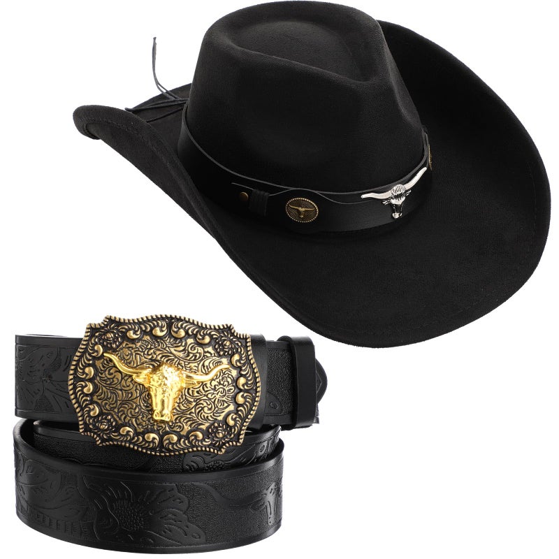 Chicingyou Western Cowboy Hat Leather Belt for Men and Women Wide Brim Hat Buckle Belt(Classic,Brown,for 35-38" Waist) - Image 1