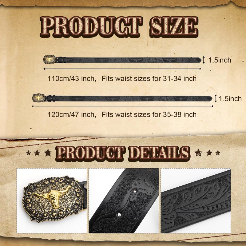 Chicingyou Western Cowboy Hat Leather Belt for Men and Women Wide Brim Hat Buckle Belt(Classic,Brown,for 35-38" Waist) - Image 3