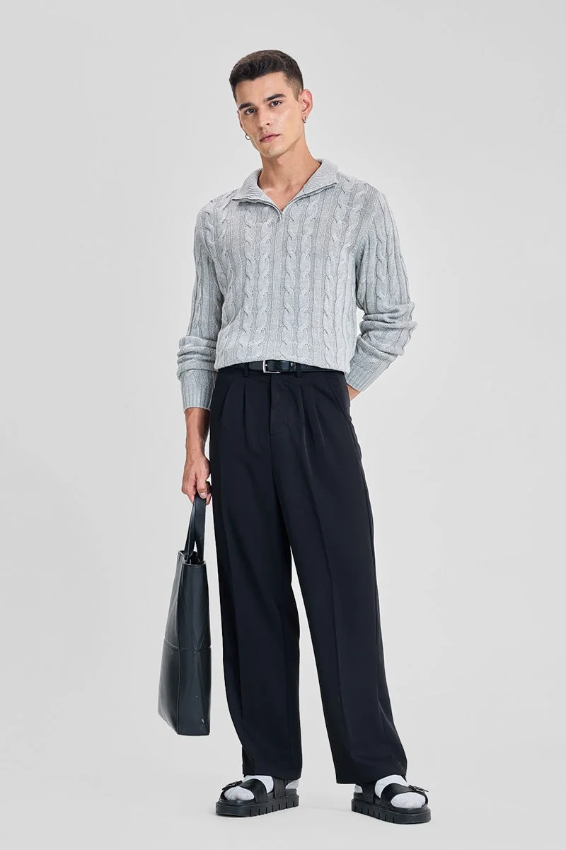 SNITCH Cable Knit Open Wool Cardigan