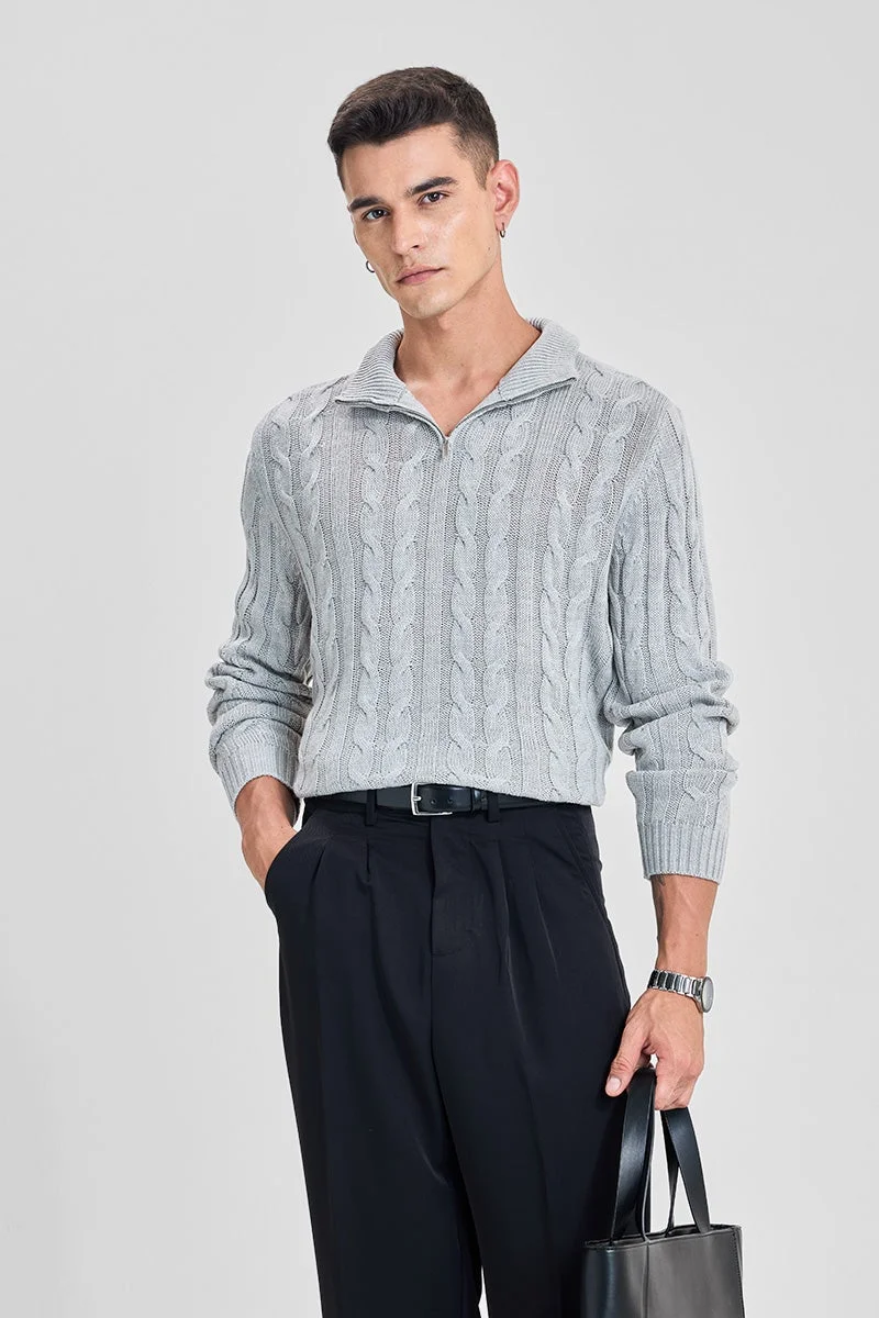 SNITCH Cable Knit Open Wool Cardigan