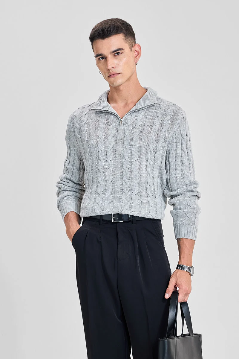SNITCH Cable Knit Open Wool Cardigan