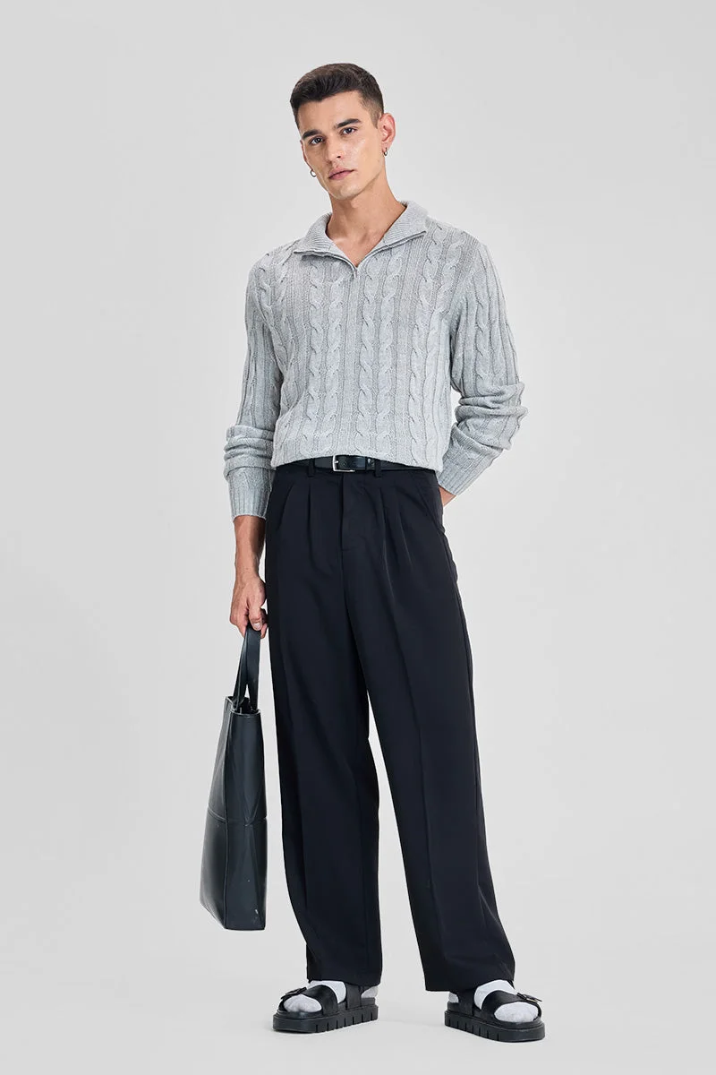 SNITCH Cable Knit Open Wool Cardigan