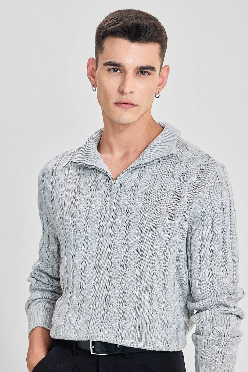 SNITCH Cable Knit Open Wool Cardigan