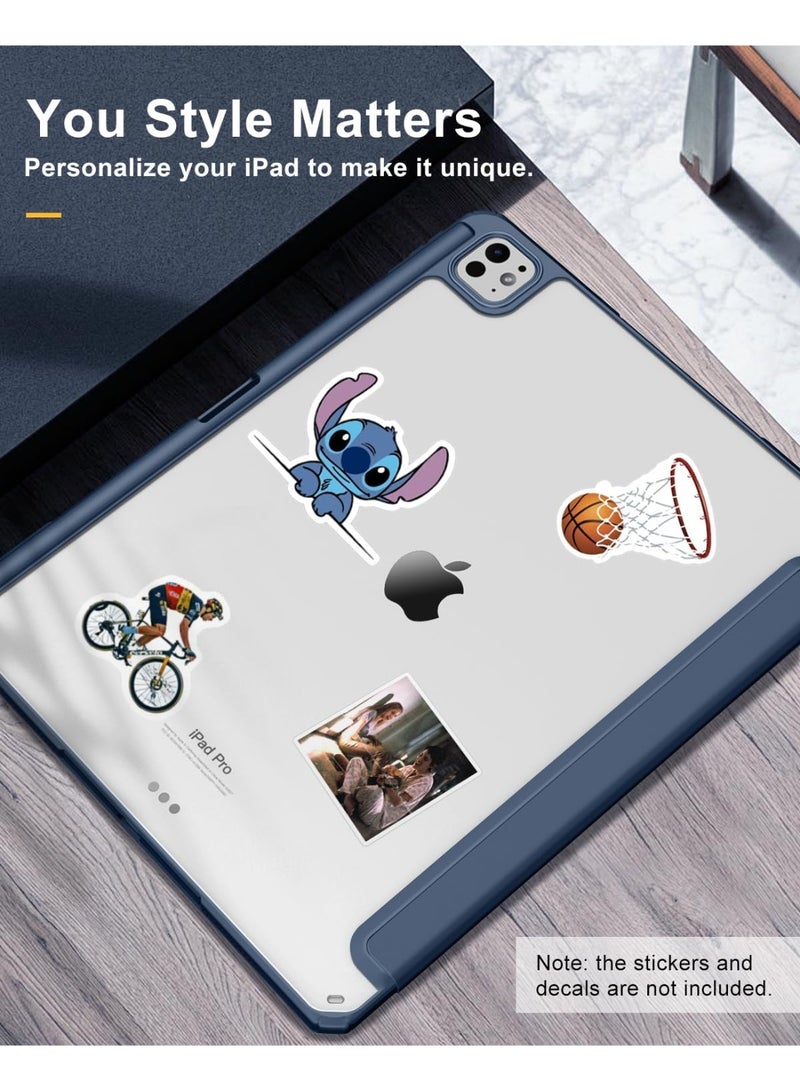 Case for iPad Pro 13 Inch (M5/M4) 2025/2024 with Pencil Holder, Slim Stand Protective Cover with Clear Transparent Back Shell, Support Auto Wake/Sleep,Dark Blue. - Image 2