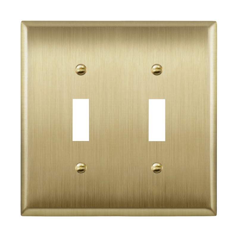 LIDER Toggle Light Switch Metal Wall Plate Stainless Steel Switch Cover Corrosion Resistant MidSize 2Gang 488 x 492 201 Stainless Steel LMWP12MBB Brushed Brass