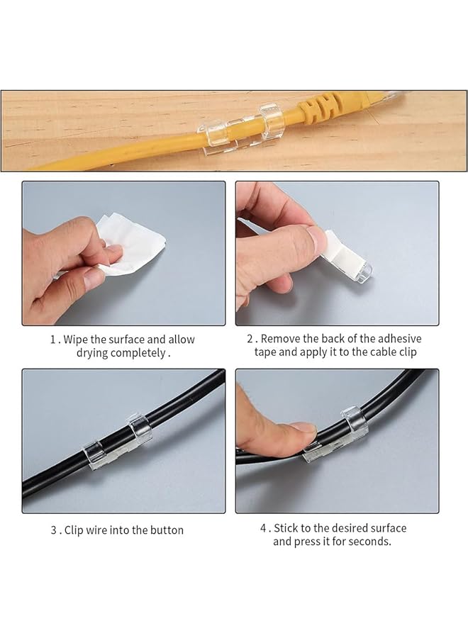 إيروريكس مشابك كابلات لاصقة شفافة ومحسنة لحامل الأسلاك للحائط ومنظم أسلاك قوي أسفل المكتب والسيارة والكمبيوتر الشخصي للاستخدام الداخلي والخارجي للإضاءة 150 قطعة مناسبة للقطر الخارجي 6 9 مم سلك شفاف - Image 3
