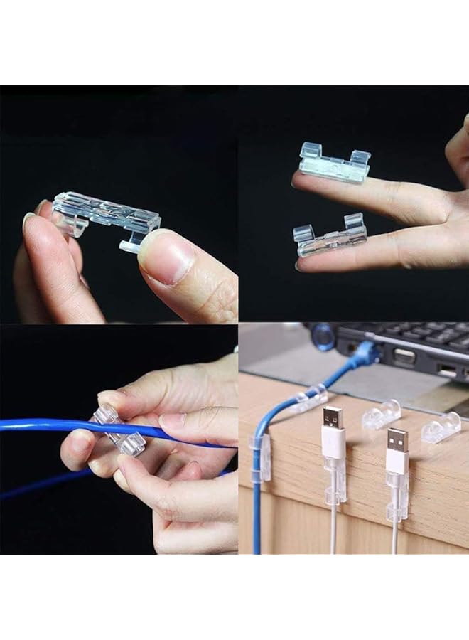 إيروريكس مشابك كابلات لاصقة شفافة ومحسنة لحامل الأسلاك للحائط ومنظم أسلاك قوي أسفل المكتب والسيارة والكمبيوتر الشخصي للاستخدام الداخلي والخارجي للإضاءة 150 قطعة مناسبة للقطر الخارجي 6 9 مم سلك شفاف - Image 5