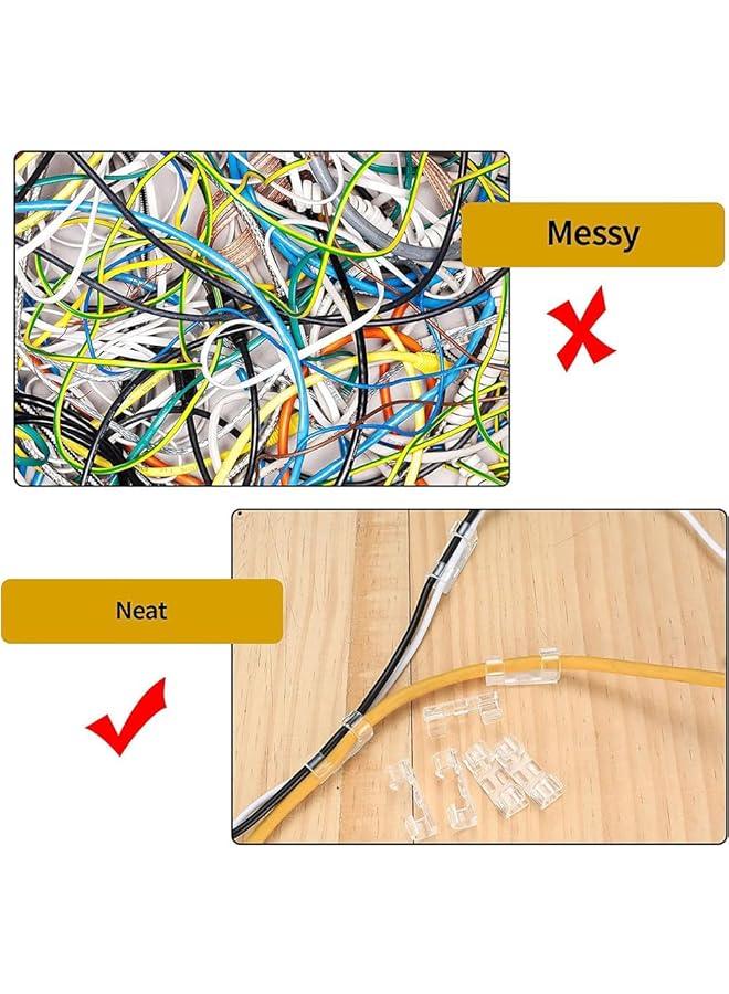 إيروريكس مشابك كابلات لاصقة شفافة ومحسنة لحامل الأسلاك للحائط ومنظم أسلاك قوي أسفل المكتب والسيارة والكمبيوتر الشخصي للاستخدام الداخلي والخارجي للإضاءة 150 قطعة مناسبة للقطر الخارجي 6 9 مم سلك شفاف - Image 4