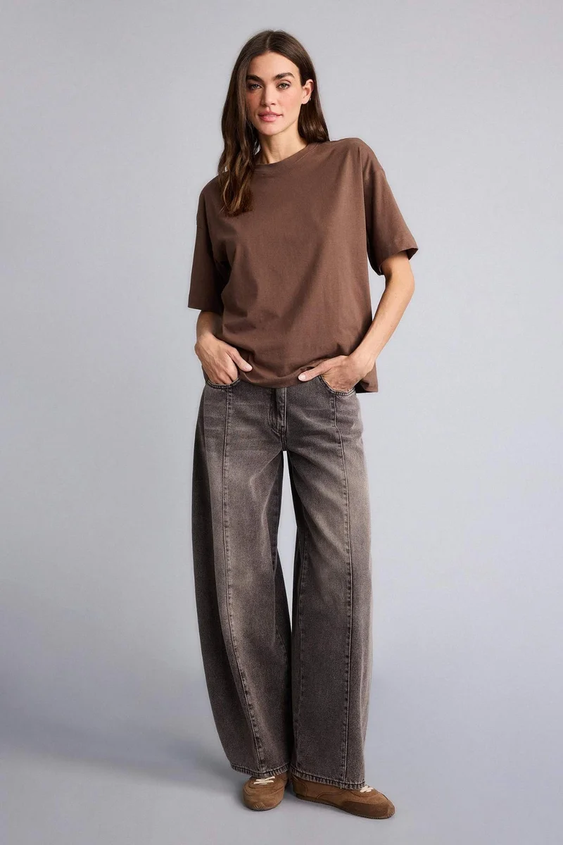 ديفاكتو Oversize Fit Crew Neck Basic Short Sleeve T-Shirt