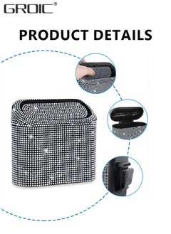 GROIC Car Trash Can with Lid, Bling Crystal Hanging Vehicle Trash Bin Car Dustbin Garbage Organizer, Automotive Garbage Can Bin Trash Container for Auto Cars, Home, Office - White  - Image 2