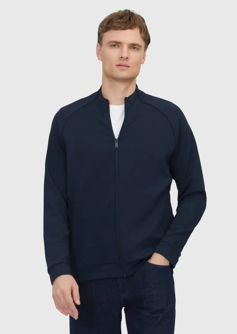 RAMSEY Navy Blue Turtleneck Plain Sweatshirt
