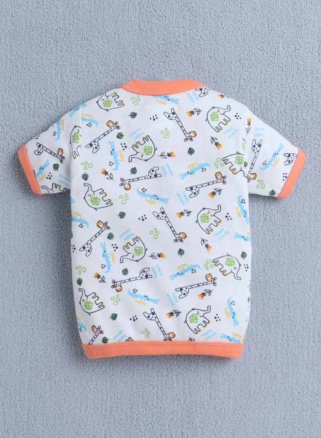 BUMZEE Baby Boys Cotton Pack of 3 Front Open Jablas Half Sleeves Orange & White - 3-6 Months (Peb10535C-org) - Image 3