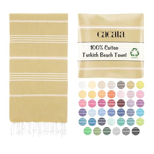 Cacala Lightweight and Thin Turkish Beach Towel 100% Cotton Sand-Free and Quick-Drying Goodness Perfect as an Extra Large Travel Towel, Beach Accessory, or Gift for Beach Lovers, 37 x 70 - Image 1