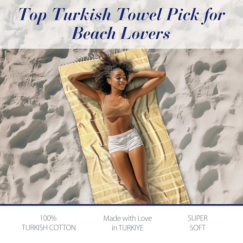 Cacala Lightweight and Thin Turkish Beach Towel 100% Cotton Sand-Free and Quick-Drying Goodness Perfect as an Extra Large Travel Towel, Beach Accessory, or Gift for Beach Lovers, 37 x 70 - Image 3