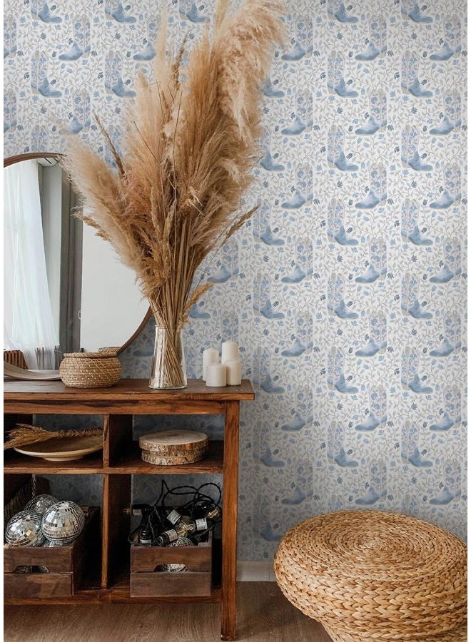 RoomMates Cowgirl Like Me Blue Peel and Stick Wallpaper, RMWS1260 - Image 2