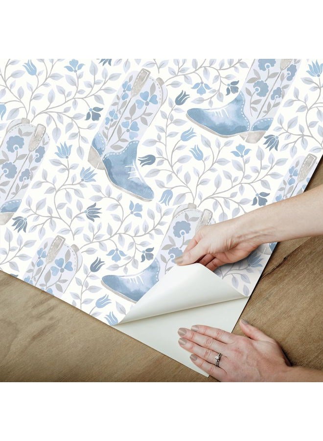 RoomMates Cowgirl Like Me Blue Peel and Stick Wallpaper, RMWS1260 - Image 5