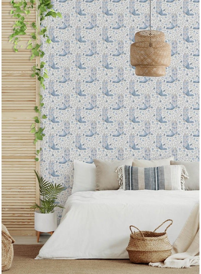 RoomMates Cowgirl Like Me Blue Peel and Stick Wallpaper, RMWS1260 - Image 4